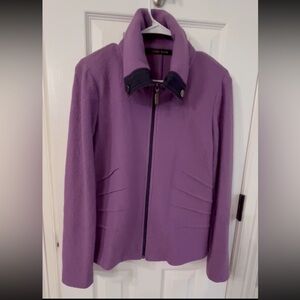 Eugen Klein stylish purple merino wool blend blazer with zip front. Sz 8